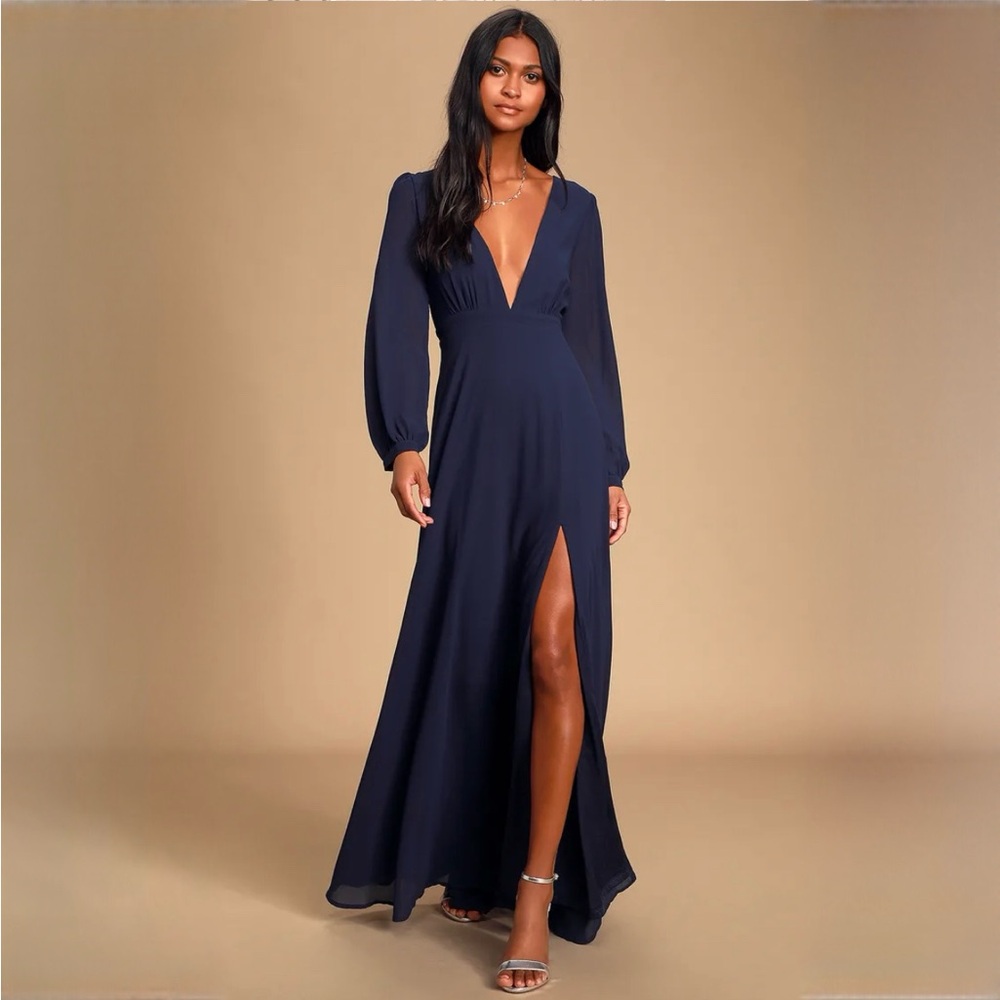 Lulu’s All My Life Navy Long Sleeve Maxi Dress